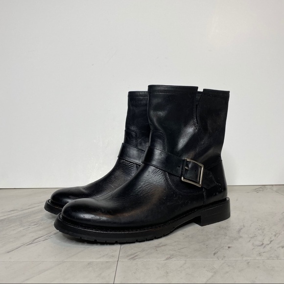 Frye Natalie Engineer Black Short Leather Boot 7 - Picture 15 of 15